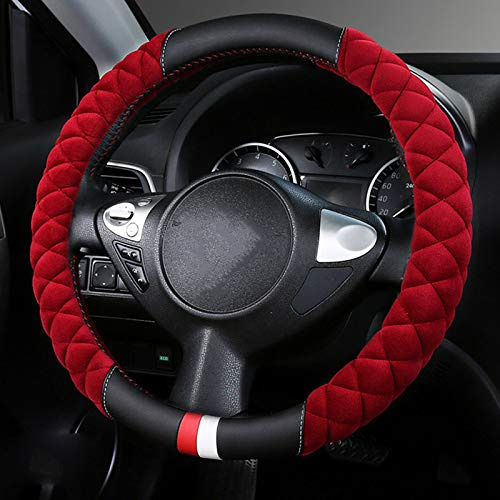 Lenkradbezug Fall Winter Warm Plüsch weichen Plüsch Set Universal Fell Rad Auto Interior Accessoires rot