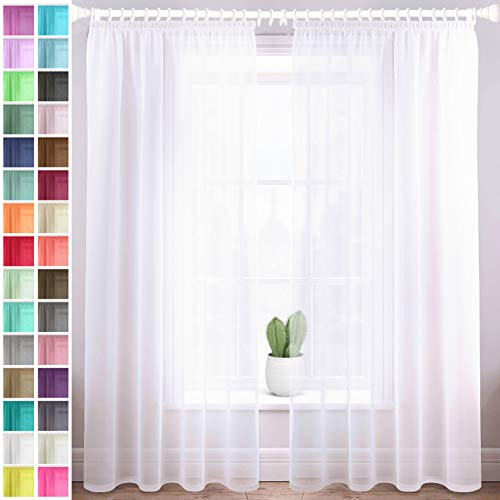 Megachest gathering tape voile curtain(Pure White W 56 x L 90 (2 Panels)
