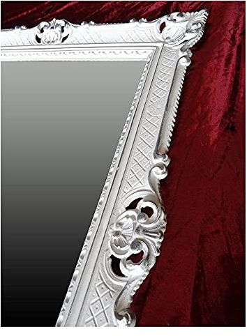 Lnxp WANDSPIEGEL BAROCKSPIEGEL Spiegel IN WEIß Silber DUALCOLOR 90x70 cm ANTIK BAROCK Rokoko Shabby CHIC Renaissance JUGENDSTIL Retro Design MIT ORNAMENTVERZIEHRUNGEN LUXURIÖS PRUNKVOLL NEU 58SP