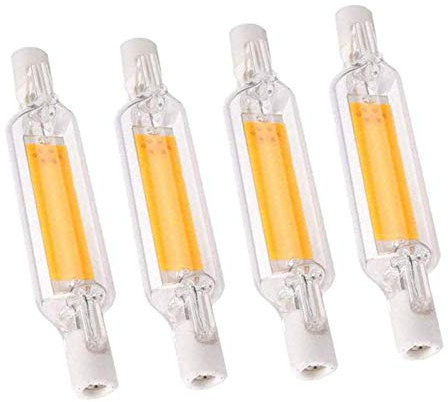 Lxcom Lighting 10W R7s LED Bulb 78mm LED COB Light 80W Halogen Equivalent J Type T3 120V R7s Base Double Ended Floodlight Bulb Warm White 3000K Landscape Lights,4 Pack