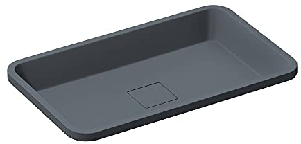 Mai & Mai Waschbecken mineralguss Einbauwaschbecken ca. 53x33x10,5 cm (BxTxH) in Anthrazit matt mit Ablaufabdeckung Col104