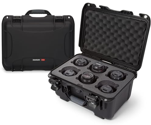 NANUK 918 – Wasserdichter Schutzkoffer für Kameraobjektive mit Schaumstoffeinlage für 6 Objektive, stoßfest (43 cm x 33 cm x 24 cm) (Schwarz)
