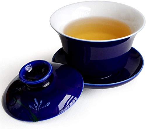 Gaiwan Service à thé en porcelaine bleue et blanche 150 ml