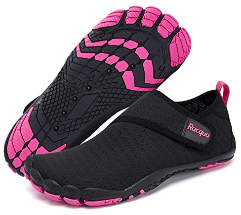 Racqua Wasserschuhe Herren und Damen Badeschuhe Schwimmen Schwimmschuhe Aquaschuhe beachies Schwarz/Rose38