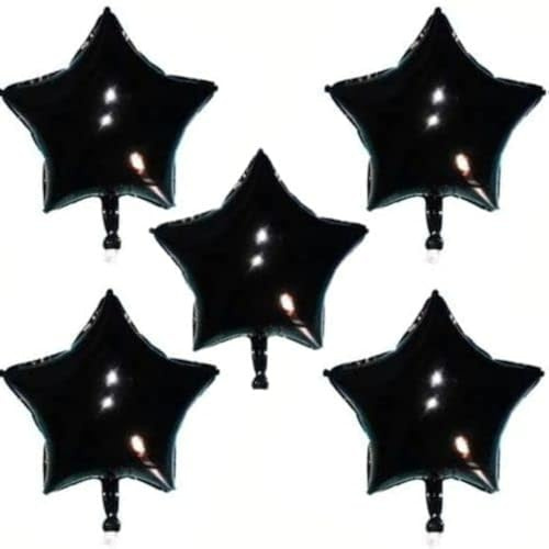 Aufblasbare 45,7 cm große Sternballons Folienballons Helium oder Luft, 5 Stück (5 schwarze Sterne)