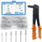 BESTYCHAO Rivet Gun Kit, Hand Riveter with 160pcs Pop Rivets 2.4mm 3.2mm 4mm 4.8mm, Riveting Tool for Automotive and Medical