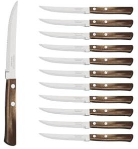 Tramontina - Couteau à Steak marron 21cm. Inox et technobois. X 12