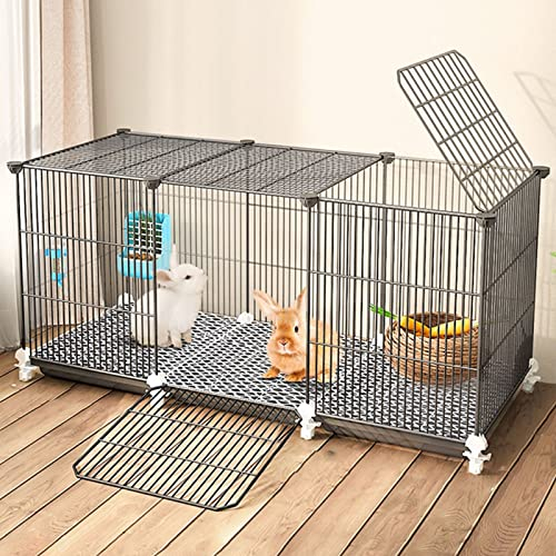 CHEMYO Kaninchenkäfig, Meerschweinchen-Lebensraum, Faltbarer Kaninchenkäfig-Stall mit ausziehbarer Ablage und Rollenplattform, Meerschweinchenkäfig, Metalldrahtgeflecht, Villa, Kleintierhaus für Fr