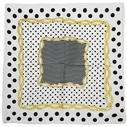 LSHARON Silkescarf för kvinnor, 100 % mullbär, grafiskt tryck, halsduk 53 x 53 cm, #9, One size