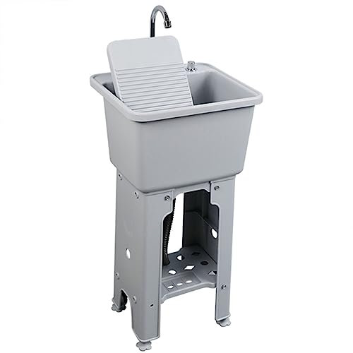 Fadiadem Lavandino per Lavanderia con Rubinetto, Lavabo per Lavanderia per Interni/Esterni Lavabo per Stanza da Balcone, Stazione di Lavaggio Autoportante con Lavabo e Kit di Scarico