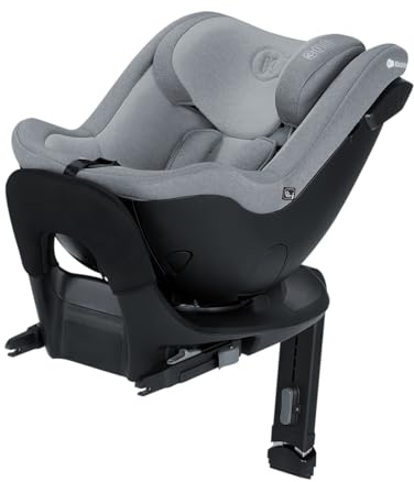 Kinderkraft I-GUARD PRO i-size 61-105 cm Kindersitz mit Isofix base und Stützfuß, bis zu ca. 4 Jahren, Sicherheitssystemen, 360 grad drehbar, Reclining, Kopfstütze mit einer Hand einstellen, Grau