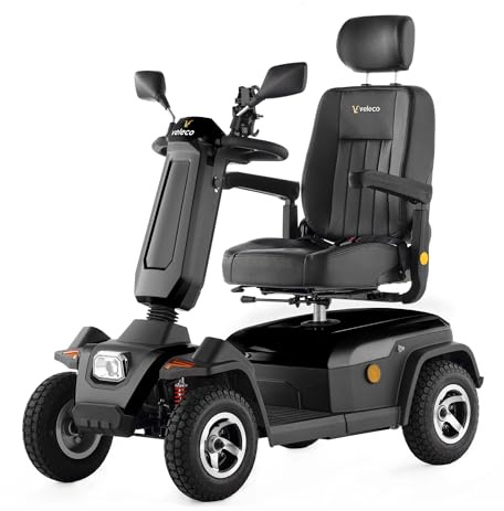 Veleco ® Sharpy Komfort 4 Rad Seniorenmobil Mit Straßenzulassung, Vollfederung, Led-beleuchtung, Sicher Und Robust Elektromobil (Blau))