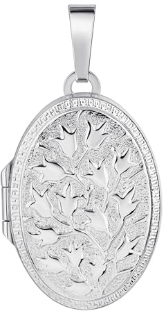 JEVELION Medaillon Silber 925 ovaler Amulett Anhänger für 2 Bilder zum Öffnen für Damen Silberamulett und Schmuck-Etui
