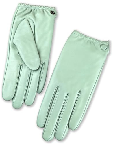 CAKERS Modische Damen-Lederhandschuhe | Warme Schaffell-Damenhandschuhe | Winddichte Winterhandschuhe Für Das Fahren Im Freien,Grün,L