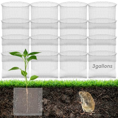 SEEWEY 16 Stück 3 Gallonen Wühlmaus- und Gopher-Körbe Frühlingspflanzenwurzelschutz Edelstahl Wurzelkörbe Pflanzendrahtkorb Speed Gopher Käfige für Frühlingspflanzen Beeren Gemüse Schutz