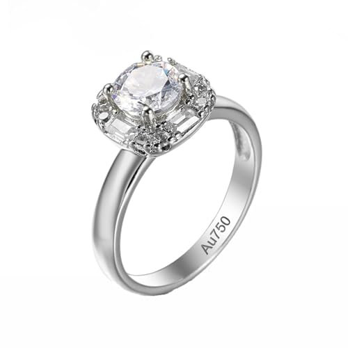 Epinki 18K 750 Weißgold Hochzeitsring, Elegant Verlobungsring mit Moissanit, Eheringe Moissanit Echt Goldschmuck, Gr.54 (17.2)