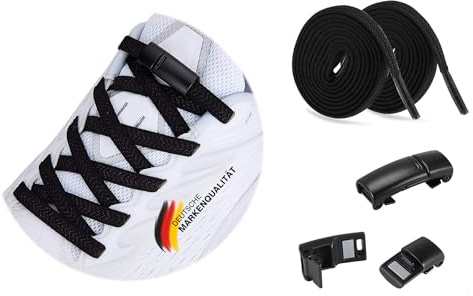 Elastische PREMIUM Schnürsenkel ohne Binden - Magnetisches Stretch Schnellschnürsystem fest bis locker flexibel, leicht, bequem, schnell - slip-in Schuhbändel mit Schnellverschluss (1, Schwarz)