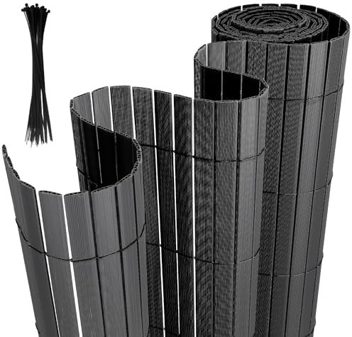 Joparri Canniccio in PVC, Recinzione 180 x 500 cm, con Fascette per Giardino, Balcone, terrazza, Recinzione, Rinforzo in 4 Pesi, Colore Antracite