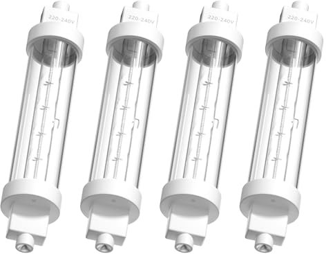 Lamptobe 118MM R7S Heat Lamp Bulbs 300w, Gantry Lights Jacketed Food Heat Bulbs Warm White 2700K, Catering Halogen Heat Lamp Bulb 240V for Kitchen,Catered Event,Canteen,Buffets(Pack of 4)