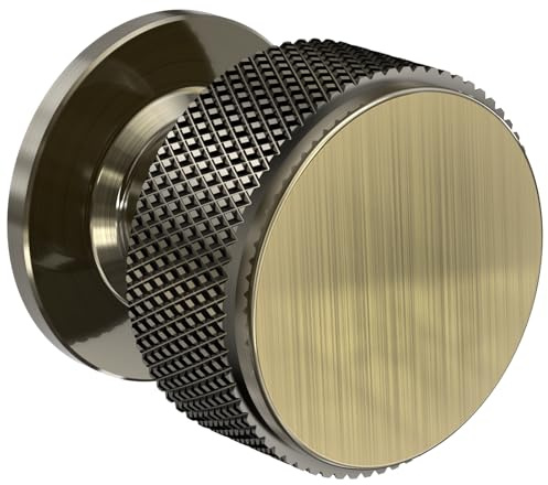 FURNIWARE 10 Stück Möbelknöpfe Shiny Antik Messing, Gerändelte Schrankgriffe, Vintage Küchengriffe, Aluminium Schubladenknopf, Kommode Türgriffe, Knöpfe für Schränke, Kleiderschrank