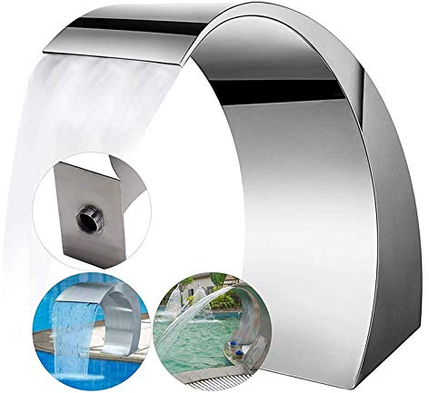CVNIMV Edelstahl-Poolbrunnen, Silberne Poolbrunnen für in den Boden eingelassene Pools, Wasserfälle im Garten, im Freien, durchsichtiges Teichwasserspiel