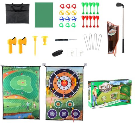 Golf-Dart-Chipping-Spiel,Golf-Chipping-Spielmatten-Set - Schlagmatte, doppelseitige Mehrzweck-Übungsmatte,Große Dartbrettmatte, Stick-Chip-Spiel, Golf-Trainingsmatten-Set für Erwachsene, Hof, Familien