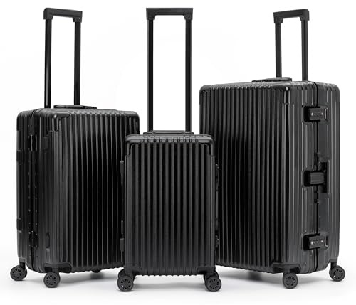 Flight Knight Valise de voyage haut de gamme – 8 roues pivotantes – Cadenas latéral intégré en aluminium léger, coque rigide en ABS, bagage à main très durable, approuvé pour plus de 100 compagnies