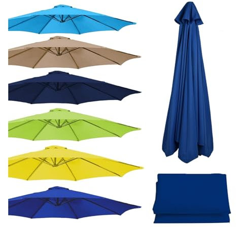 JIEYUZYUO 200Cm 270Cm 300Cm + 6 Arme/8 Arme Terrassenschirm Ersatz Schirmdach Bezüge,Gartenschirm Ersatz Sonnenschirm Tuch/Royal Blue/8 Ribs-270Cm