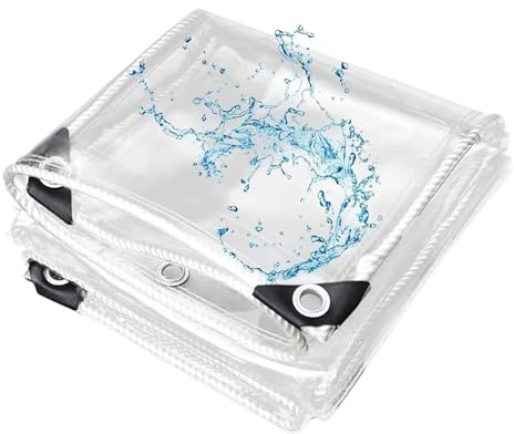 JMDNTQ Transparente Lona Exterior 0.5x1.5m, Lona PVC Impermeable de Plástico con Ojales, Resistente a Rotura y a Lluvia Muebles de Terraza Toldo, Cubierta De Lona Jardín
