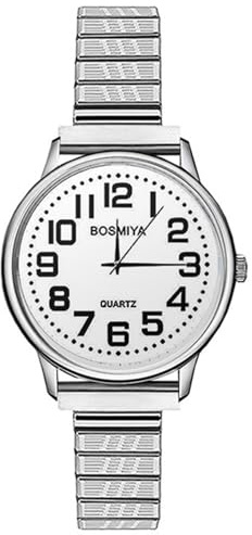 OIDEA Paar Uhren Elastischer Armbanduhr: Armbanduhr mit Großem Digital Zifferblatt Analog Quarz Edelstahl Klare Uhr Vintage Geschenk für Herren Damen