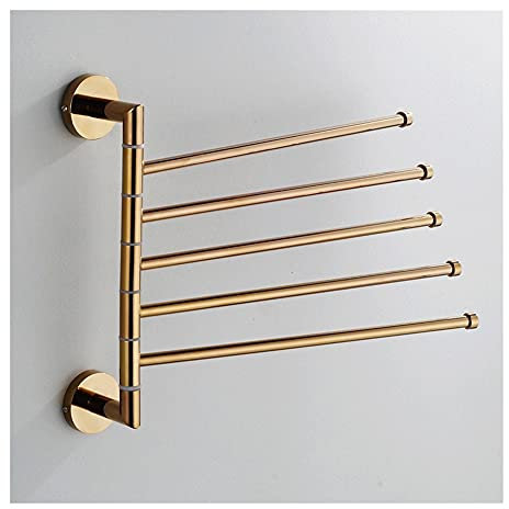 handtuchständer Handtuchhalter fürs Badezimmer im Vintage-Stil aus Kupfer mit drehbaren Kleiderbügeln Handtuchhalter zur Wandmontage mit 5 Stangen für antike Handtuchhalter Gold-Finish