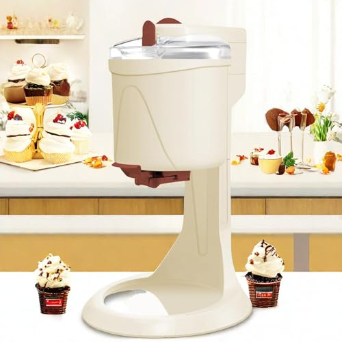 Lakenbroade Eismaschine Halbautomatischer 1000-ml-Softeiswagen Haushalts-Eismaschine-Spender für Dessert-Joghurtkegel,220V