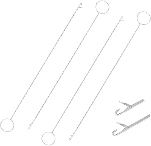 4 stück lange Drehnadel, Nähen Schleife Turner Haken mit Verriegelung, Zunge Häkeln Werkzeuge, Häkeln Faden Nadelhaken für Gürtel Stoff Schlauchbänder, DIY Strickzubehör (26.5 cm/10.4 Zoll)