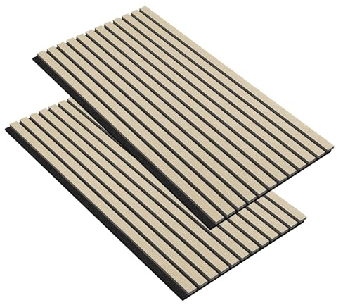 FIVMEN 2 Stück Akustikpaneele 120x60 cm Wandpaneele Holz Holzpaneele Wand Schallschutz mit Holzoptik Furnier Acoustic Panel Wandverkleidung Schallschutzplatten Lamellenwand, Weiß