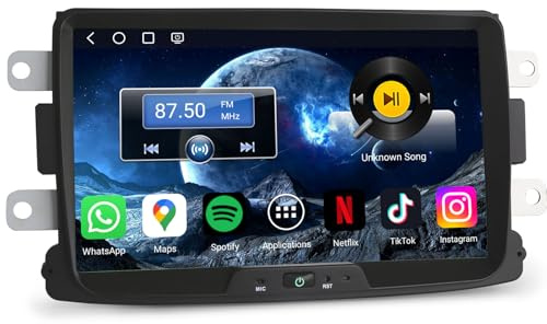 Erisin 8 Snapdragon 8-Core 8GB+128GB Android 14 Radio Coche 2 DIN para Dacia Dokker Duster Sandero Logan Lodgy Estéreo Bluetooth 5.1 GPS Navegador CarPlay Android Auto WiFi 4G DSP Dab+ IPS Pantalla