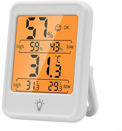 Thermomètre hygromètre numérique, grand écran rétroéclairé, moniteur de température intérieure, jauge d'humidité pour la maison, le bureau, le jardin, le salon (blanc)