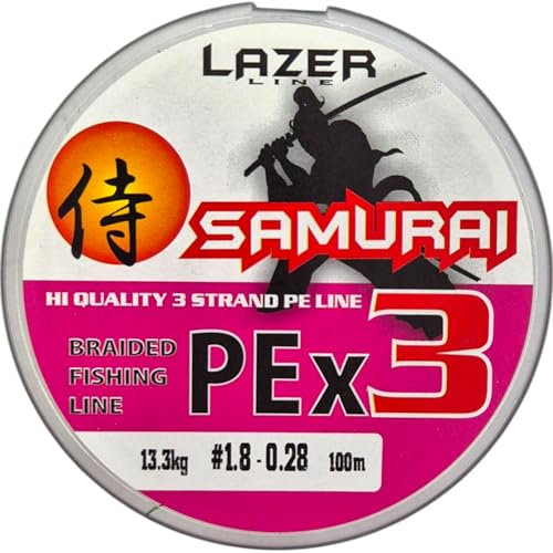 LAZER LINE Angelschnur Geflochten PE X3 100m DIA 0,28mm Test 13,3kg - Geflochtene Schnur 3fach - Angelsehne - Braided Fishing Line - Rundgeflochtene Angelschnüre - Angeln auf Karpfen Hecht Barsch Wels