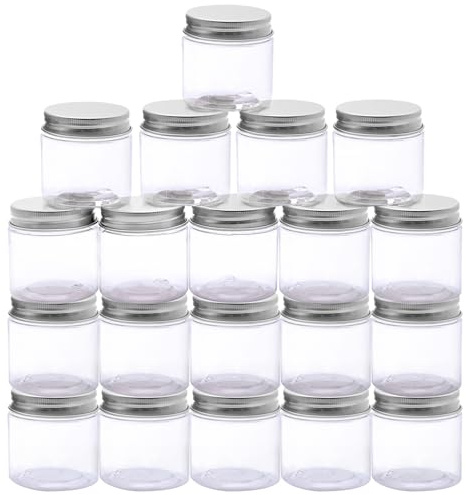 NVGFTG 20 Pezzi 60 ML Contenitori Cosmetici Vuoti, Barattolini Plastica Piccoli con Tappo, Viaggio Contenitore Cosmetico Trasparente, Vasetti Plastica (Oro)