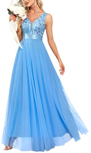 ORANDESIGNE Abendkleider Elegant für Hochzeit Abendkleid Damen Lang Tüll Kleid Paillettenkleid Chiffonkleid Damen Brautjungfernkleid Abschlusskleid Bodenlanges Ballkleid Maxikleid