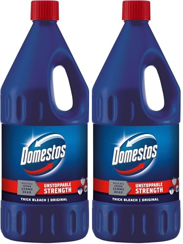 Domestos Original Thick Bleach Disinfectant that eliminates 99.99% of Bacteria and viruses* Unstoppable Strength 2 L (Pack of 2)