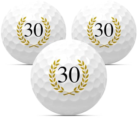 Lot de 3 balles de golf « 30 » pour anniversaire, cadeau de golf, cadeau d'anniversaire, idée de cadeau d'anniversaire 18, 20, 22, 25, 33, 35, 40, 44, 45, 50, 55, 60, 65, 66, 70, 75, 77, 80, 85, 88