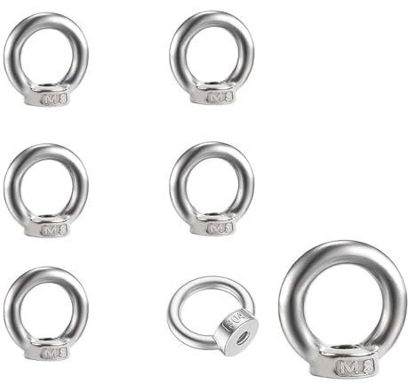 6 Stück Ringmutter M8, 304 Edelstahl Augenschraube, Augbolzen, Augenmutter, Ösenschraube, Ösenmutter, Edelstahl Öse, Ringmuttern, Ringösen, Ringschraube für Hebezubehör