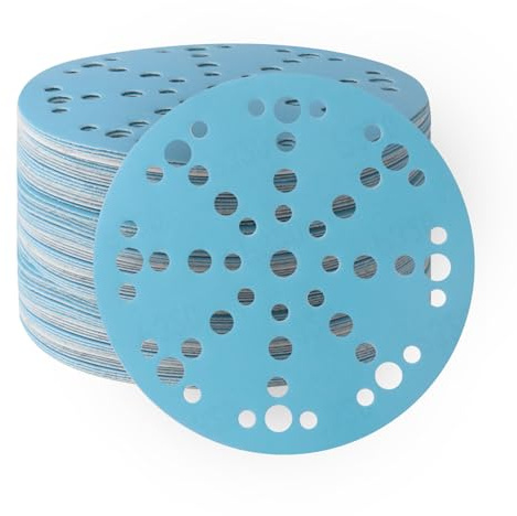 50x Blau Keramik Schleifscheiben 150mm Klett 49-Loch K800 für Auto/Holz | Blaue Schleifpads für Exzenterschleifer Schnelle Lackentfernung und Rostbeseitigung auf Holz Metall und Karosserie