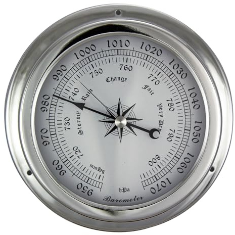 Sea-Club Nautical Barometer Nickel-Plated Brass Diameter 15 cm