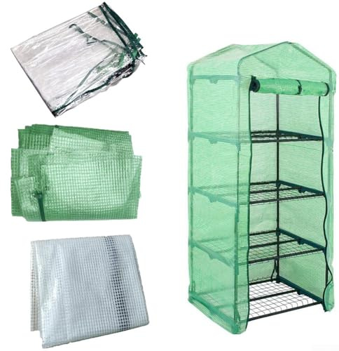 Besttoolifes Housse de rechange en PVC transparent à 4 niveaux pour petite serre - 160 cm x 70 cm x 50 cm - Avec fermeture éclair enroulable - Protection contre le froid et le gel - Résistante au vent