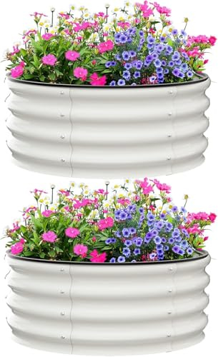 AffinityFurn 2Pcs Galvanized Raised Garden Beds, 60 x 60 x 30cm Outdoor Raised Planters, Planter Garden Boxes Outdoor, Bottomless Galvanised Steel Planter Box for Plants Flowers Herbs Vegetables
