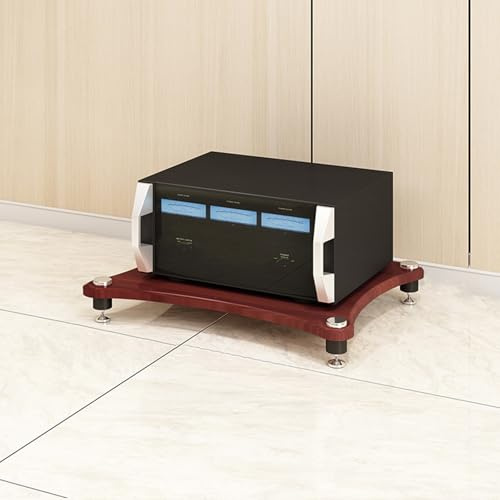 HiFi Rack aus Holz & Stahl HiFi Regal Stereo-Audio-Medienschrank mit 1/2/3/4 Ebenen, Offener CD-Player-Ständer AV-Medienständer, für Plattenspieler(Red,10cm/3.9in)