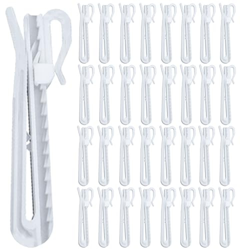 ZeriLion 80 Pcs Adjustable Pinch Pleat Curtain Hooks Heavy Duty Plastic Drapery Pins for Window Door Shower Curtains (85x24mm)