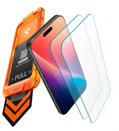 Spigen Glas.tR AlignMaster S Skärmskydd kompatibelt med iPhone 17 Pro, 2 Stycken, Kristallklart, Responsiv Touch, Case friendly, 9H härdat Glas