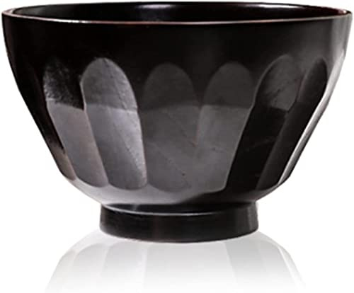Träskål for frukt och sallad, 5 st hushållssoppskål handhamrad risskål kosttillskottsskål, 11x7cm(Brown Black)